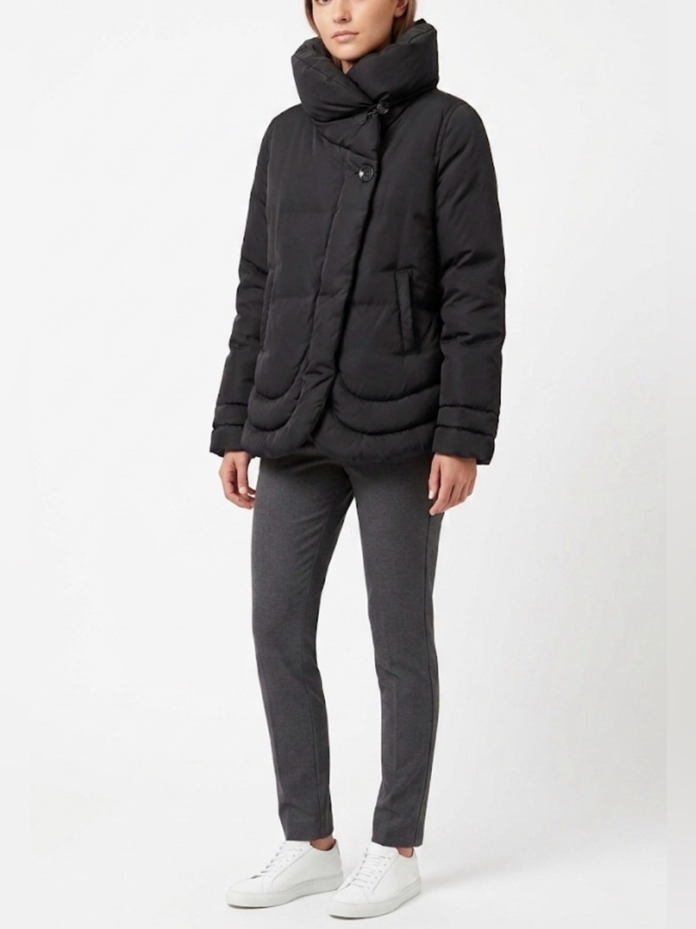Soia & Kyo Women's Black Puffer Jacket with High Funnel Collar